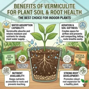 Vermiculite mixed with soil and cocopeat for seed germination and healthy root growth