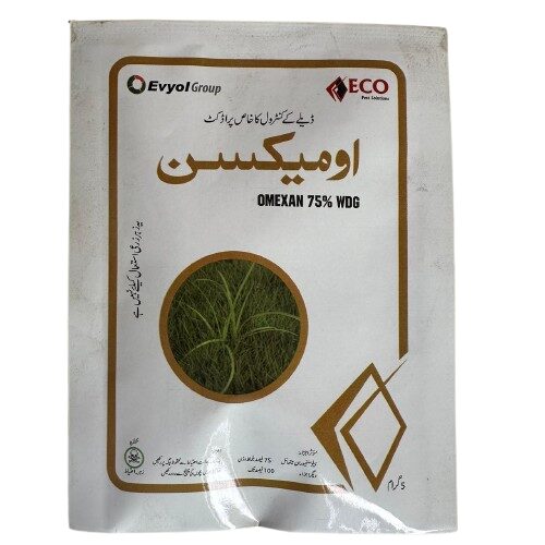 OMEXAN 75% WDG herbicide packaging for broadleaf weed control in cereal crops