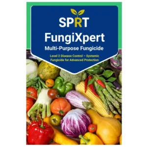 FungiXpert SPRT 100 g fungicide pouch showing active ingredients Cymoxanil + Mancozeb and usage label