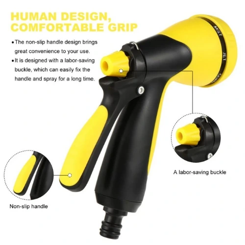 Yellow 2-pattern garden hose nozzle for home gardening Yellow 2-pattern garden hose nozzle for home gardening
