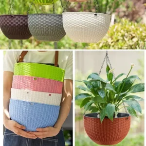 hanging chain basket for plants with metal chains