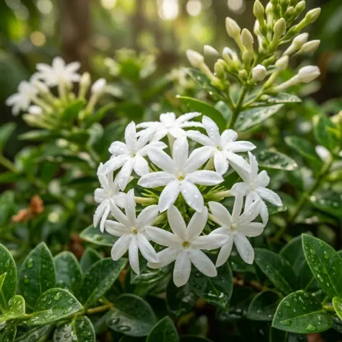 Raat Ki Rani Plant in full bloom with white fragrant flowers