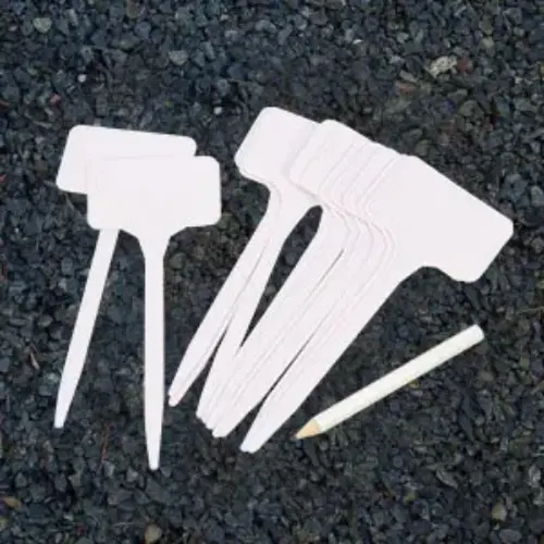 T-shaped plastic plant tags for garden labeling, durable waterproof plant markers for pots and nursery plants